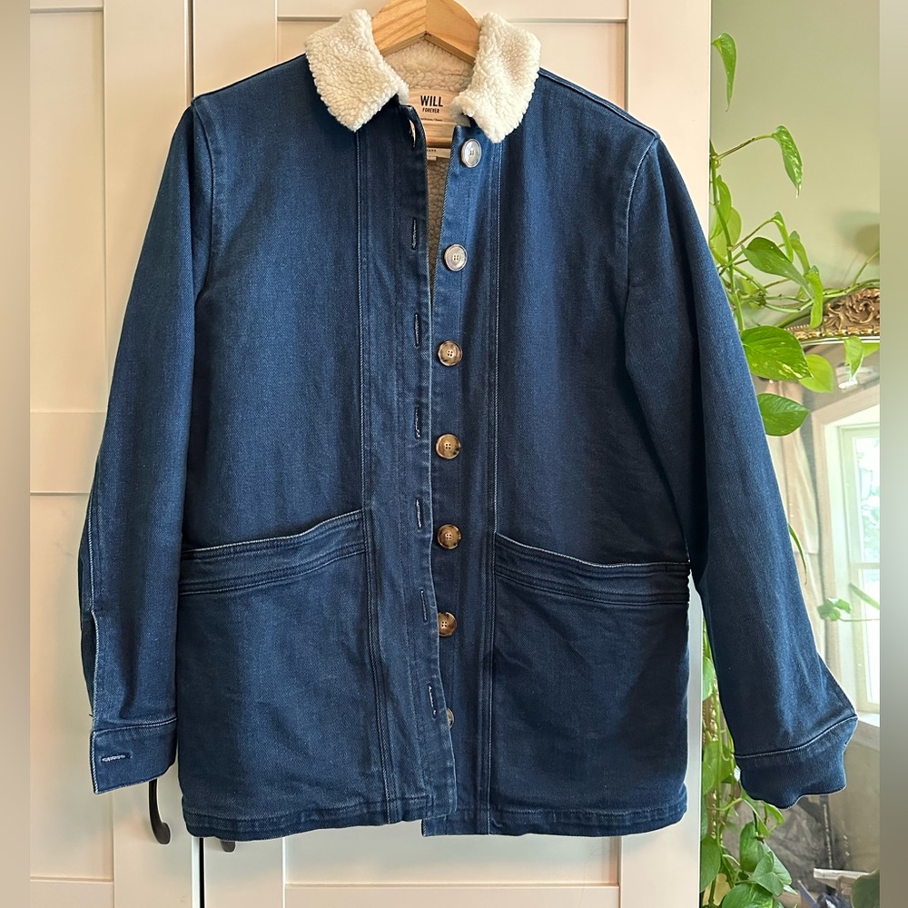 Sezane will jacket in denim with shearling lining
